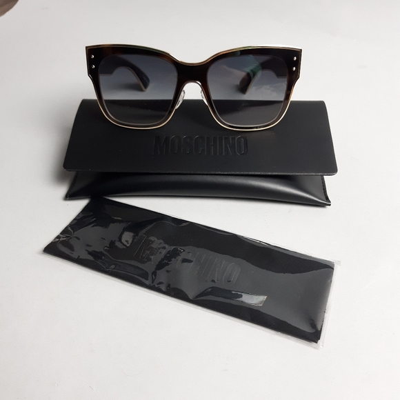 Moschino Dark Havana Sunglasses NWT - Picture 3 of 10